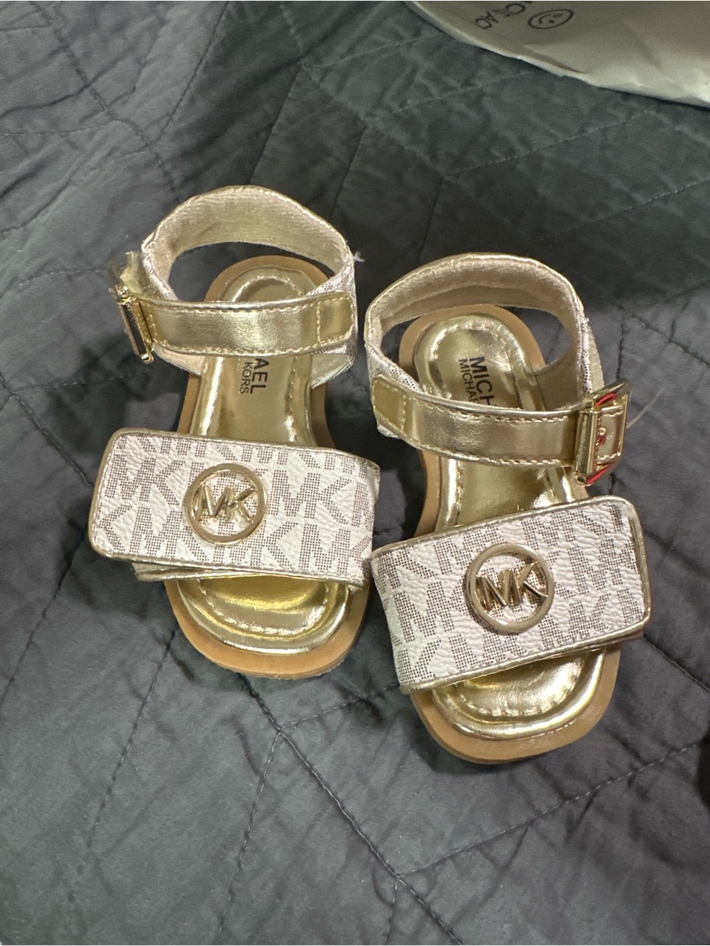 Michael Kors Girls Gold Logo Strap Sandals